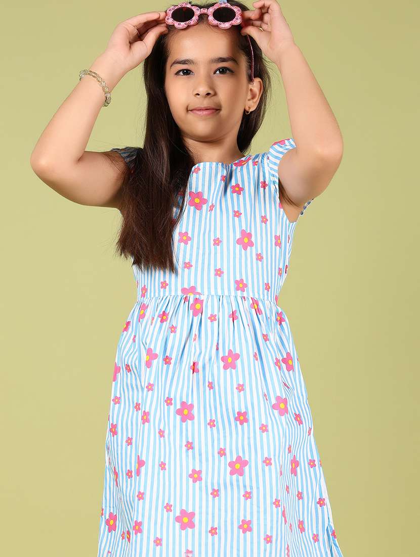 girls floral printed puff sleeves frock - 21767890 -  Standard Image - 4