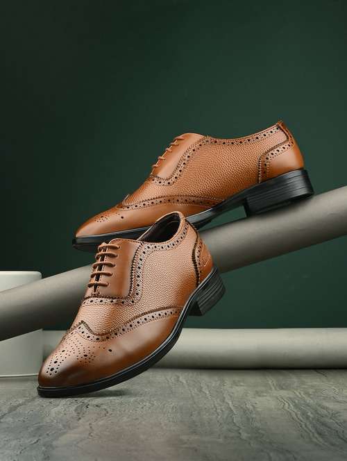 men tan lace-up brouge - 21767938 - Standard Image - 0