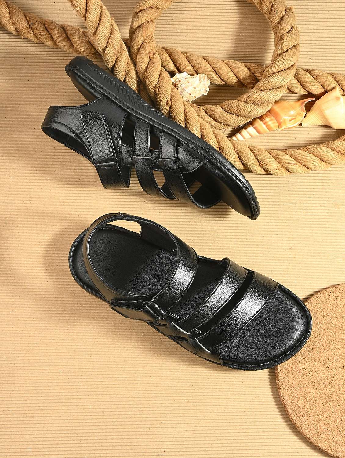 men black back strap sandal