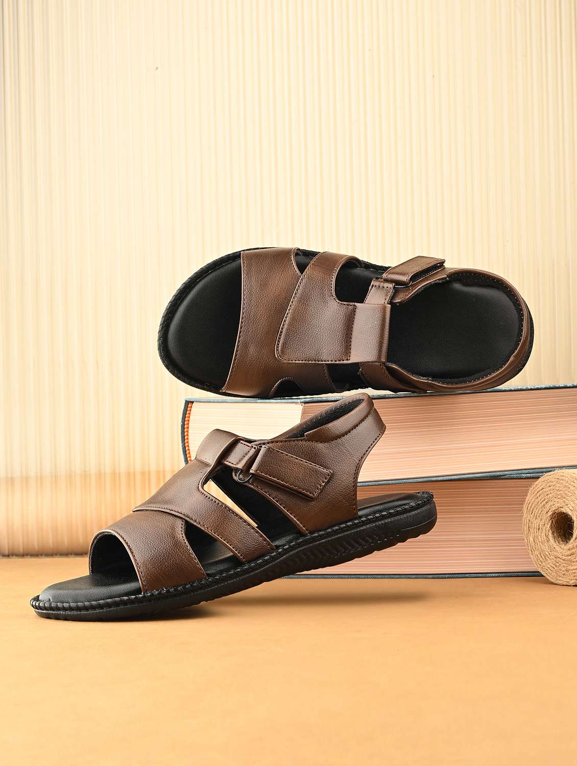 men brown back strap sandal