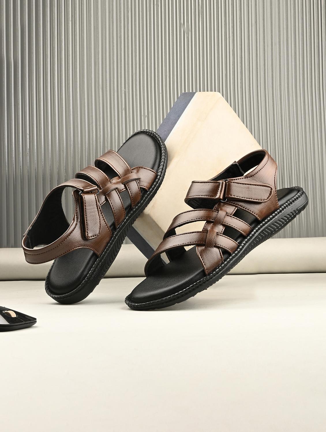 men brown back strap sandal - 21767946 -  Zoom Image - 0