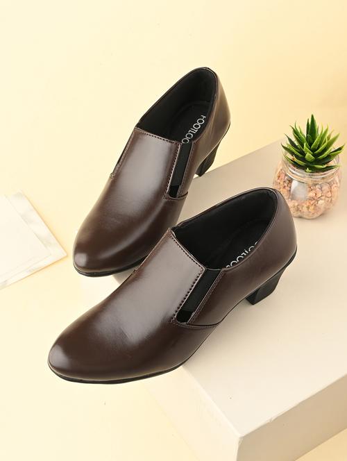 women brown slip on formal shoe - 21767947 - Standard Image - 0
