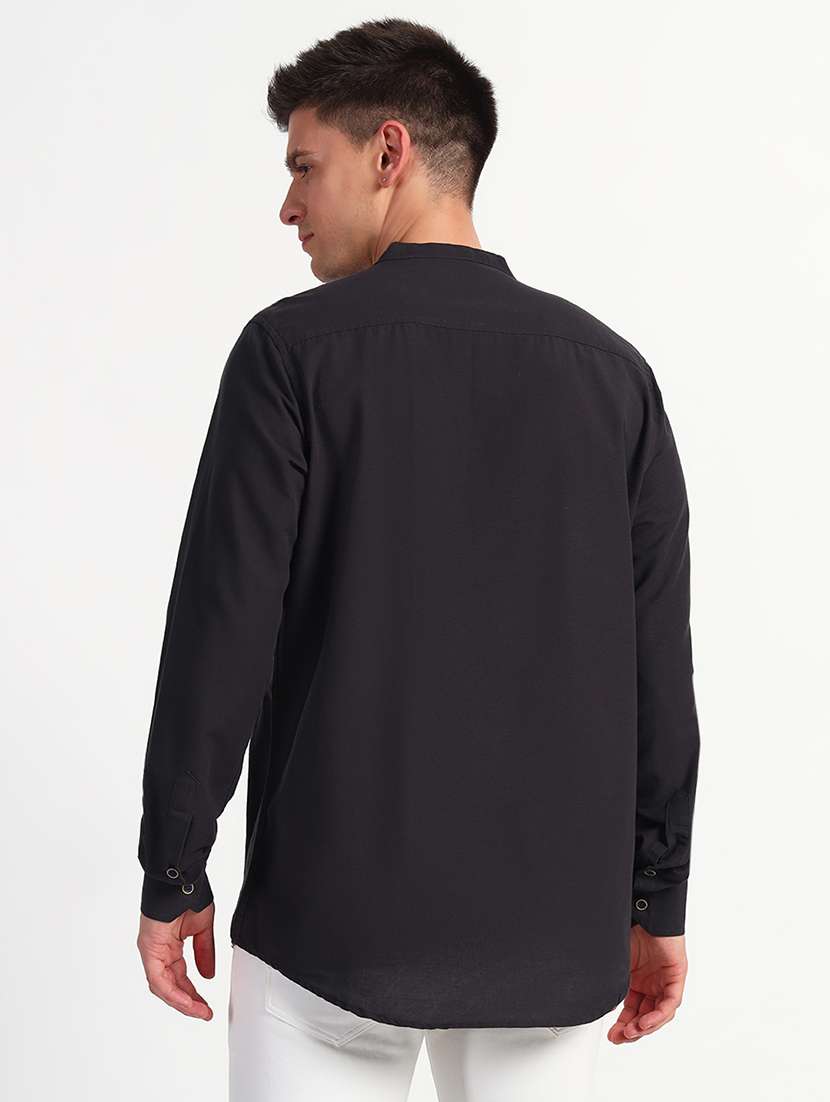 men solid mandarin neck short kurta - 21768027 - Standard Image - 1