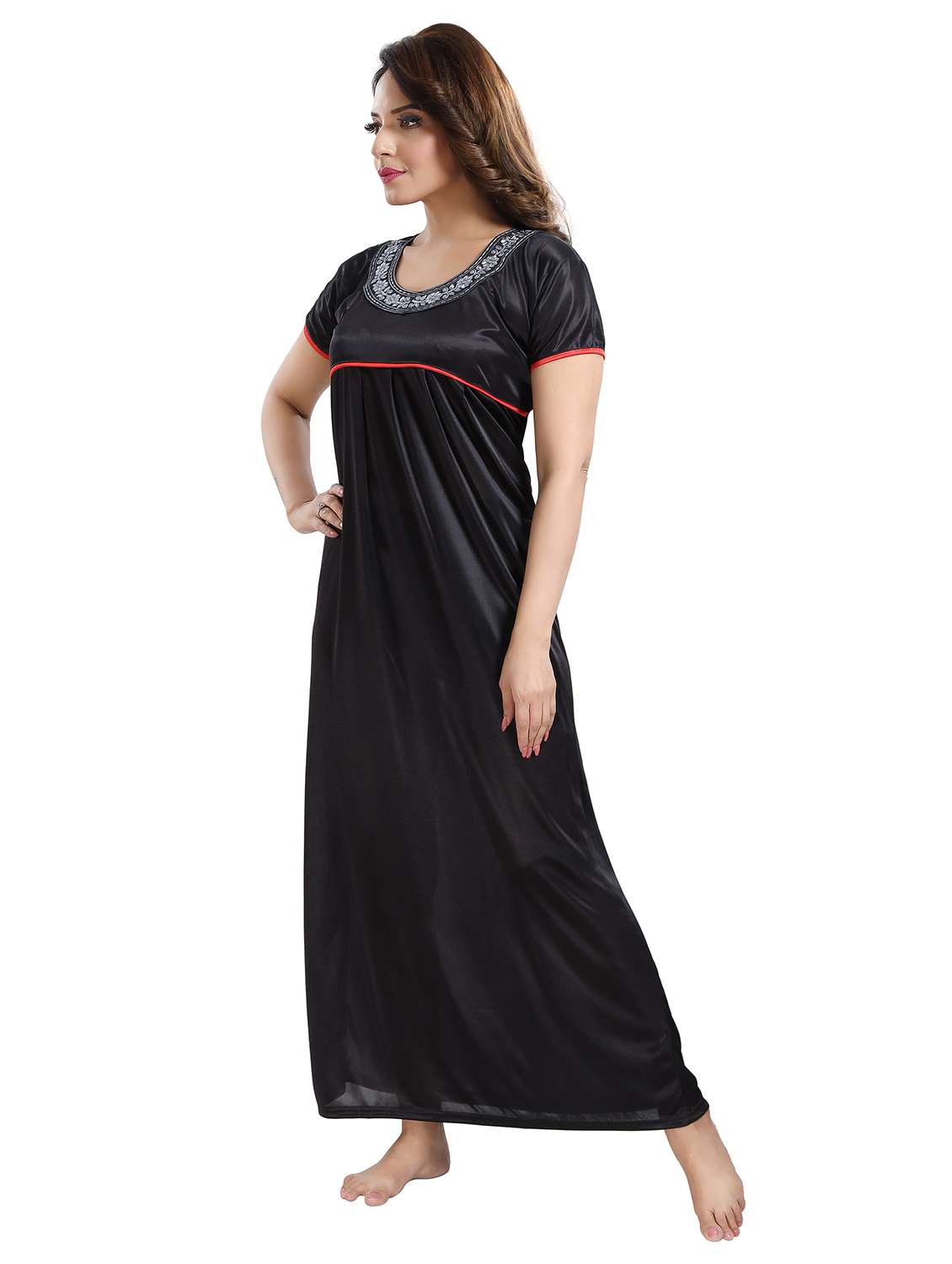 women solid short sleeves nighty - 21768030 -  Standard Image - 1