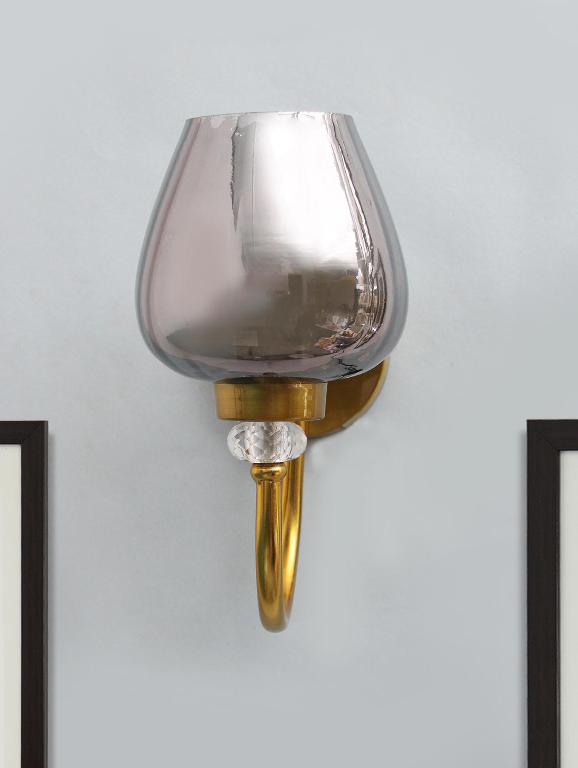 luxury golden finish wall sconce with smoked glass - 21768039 - Zoom Image - 0