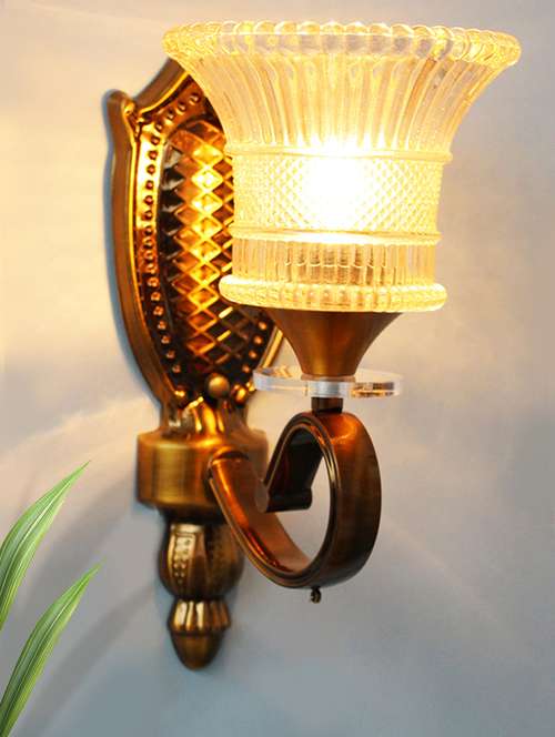 vintage brass wall sconce with crystal pendant and decorative - 21768047 -  Standard Image - 0