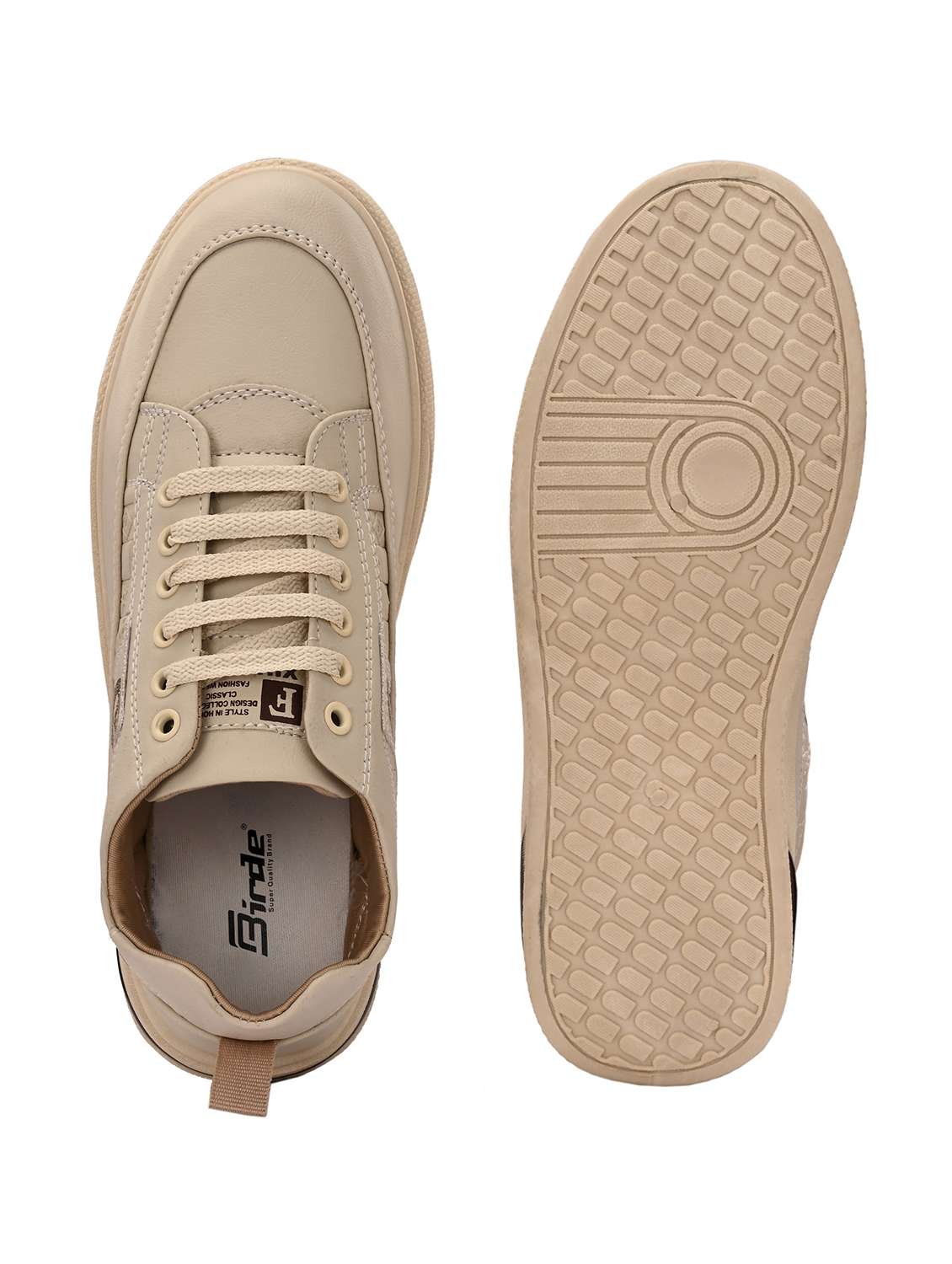Men Beige Lace Up Sneaker - Image 4