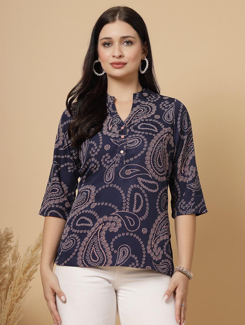 women three quarter sleeve a-line kurti - 21768066 - Zoom Image - 0