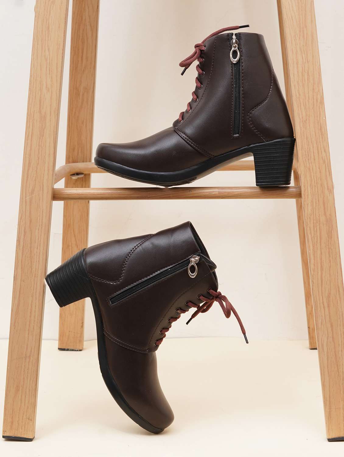 women solid lace up ankle boots - 21768071 -  Zoom Image - 0