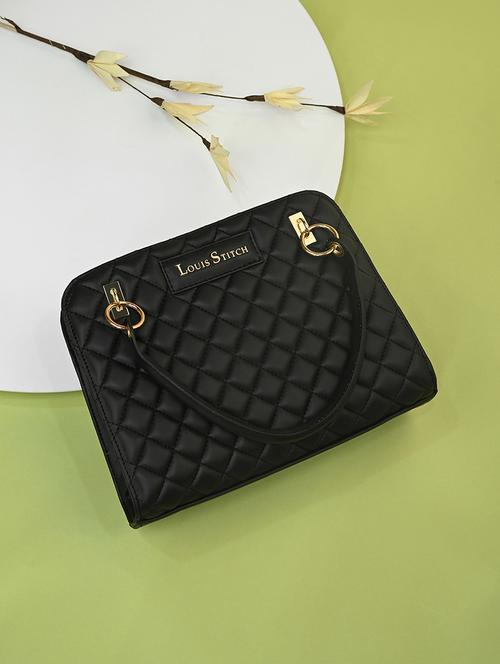 women black textured handbag - 21768085 - Standard Image - 0