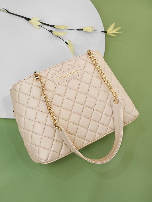 women beige textured handbag - 21768091 -  Standard Image - 0