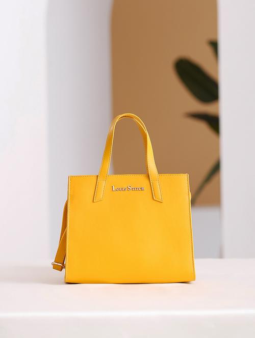 women yellow solid handbag - 21768098 -  Standard Image - 0