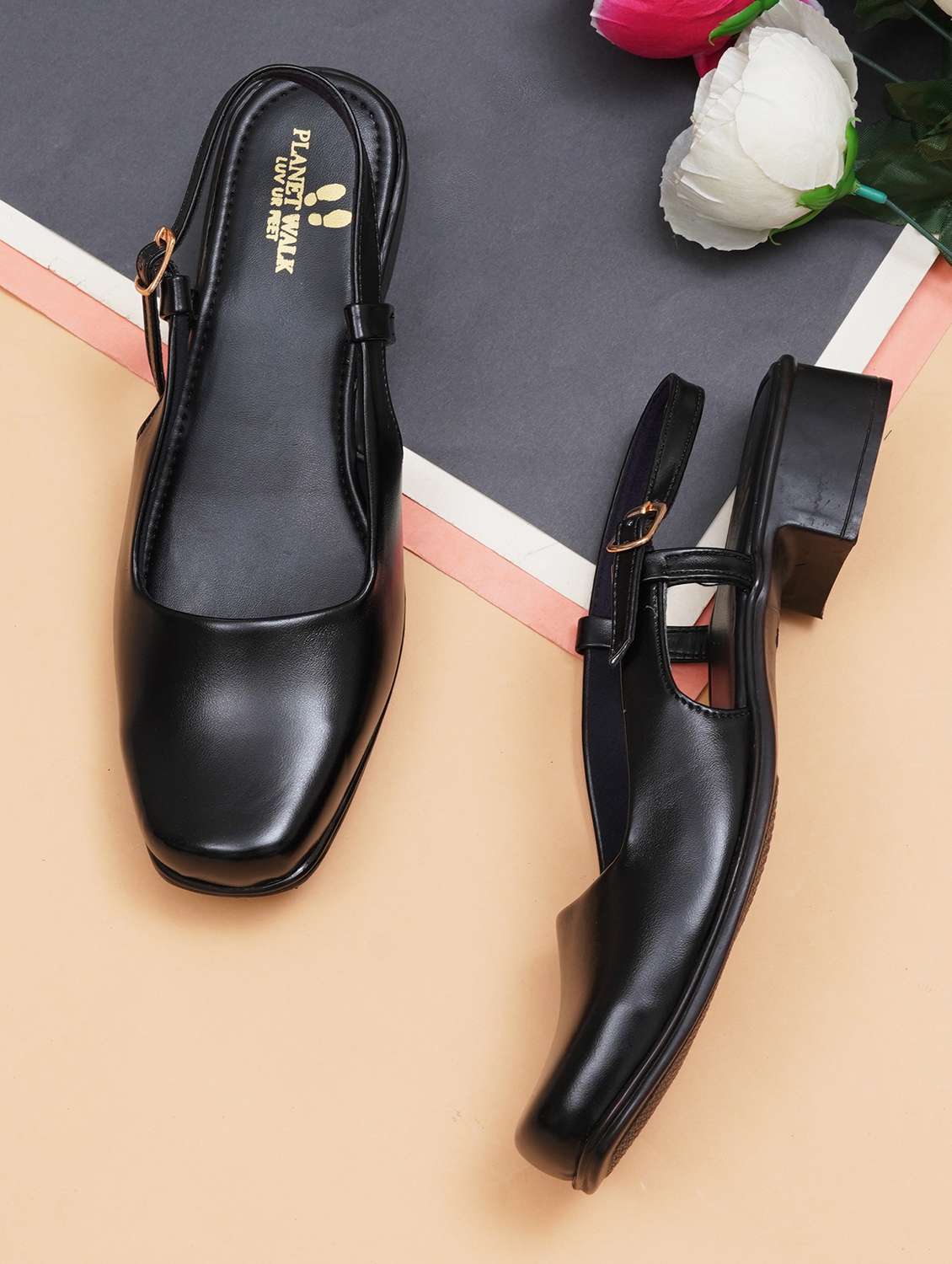 women black back strap sandal