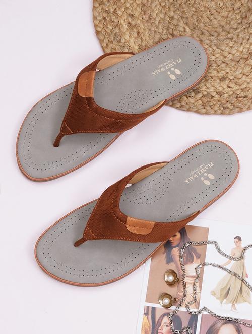 women tan toe separator flip flop - 21768147 - Standard Image - 0
