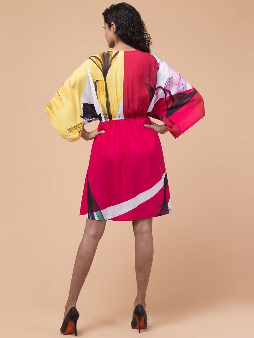 women printed kimono sleeves fit & flare dress - 21768154 -  Standard Image - 1