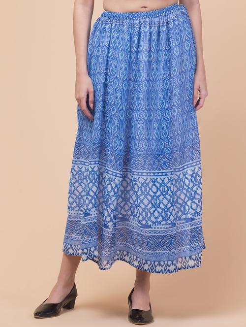 women printed mid rise flared skirt - 21768161 - Standard Image - 0