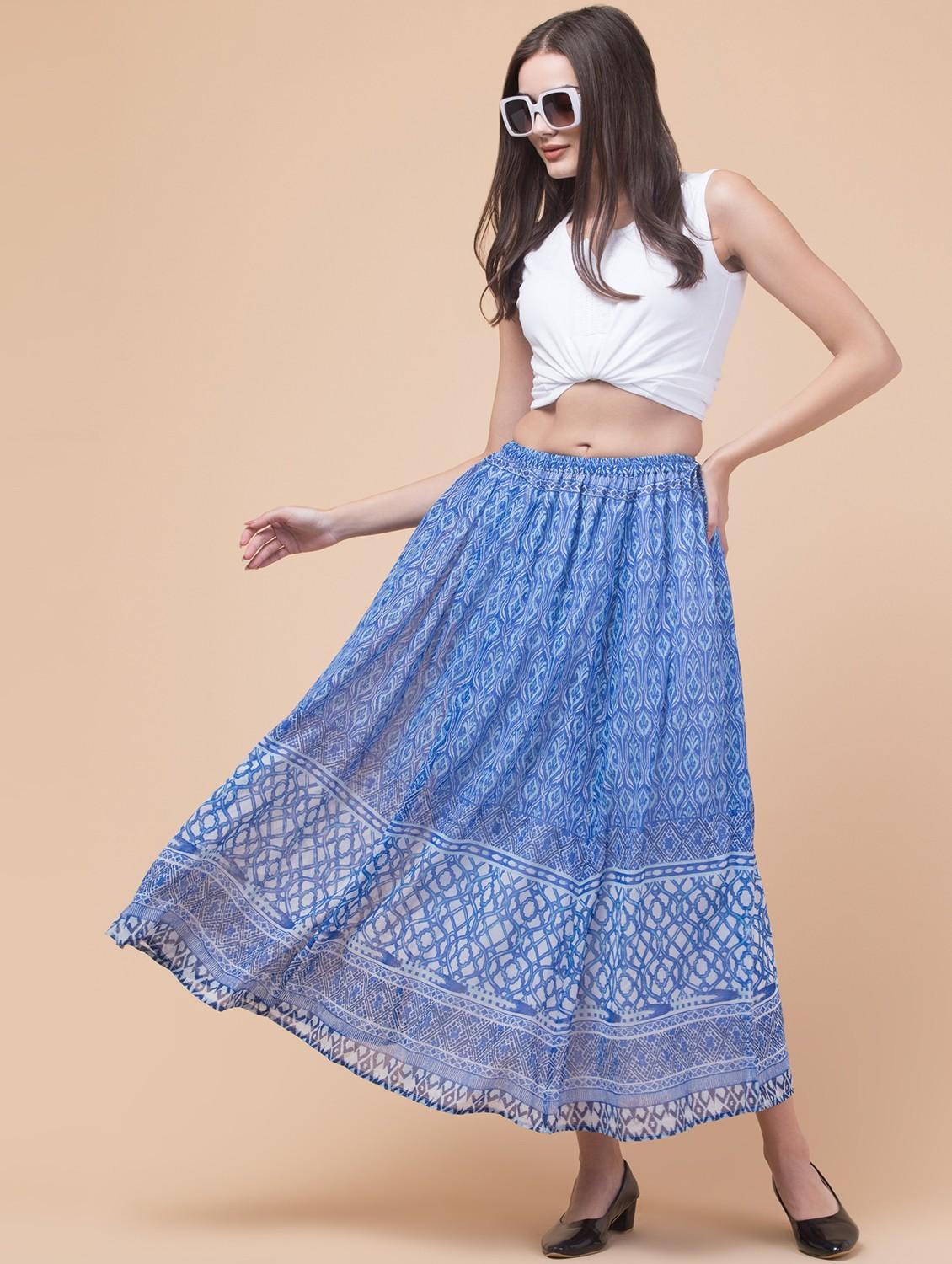 women printed mid rise flared skirt - 21768161 - Standard Image - 4