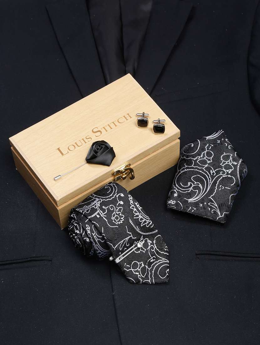men silk cufflink & tie pin set