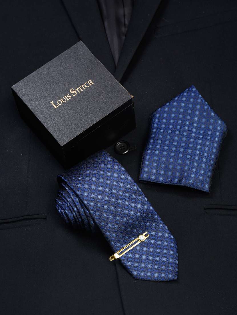 men silk cufflink & tie pin set