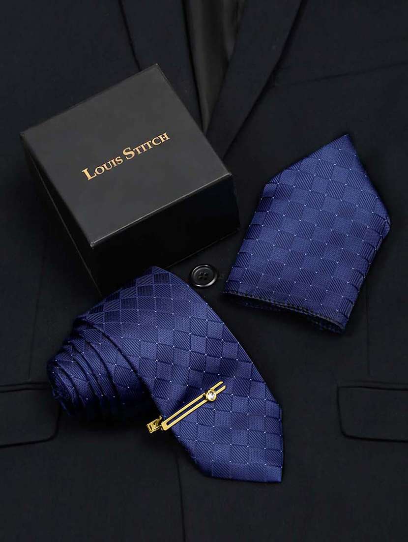 men silk cufflink & tie pin set