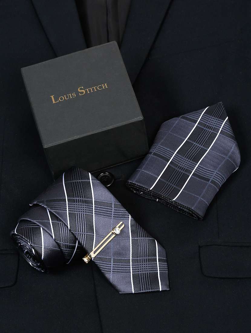 men silk cufflink & tie pin set