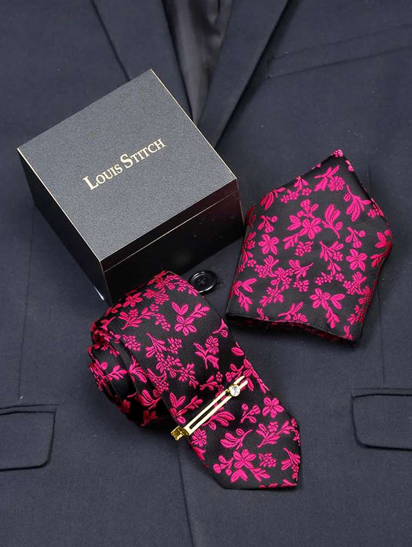 men silk cufflink & tie pin set