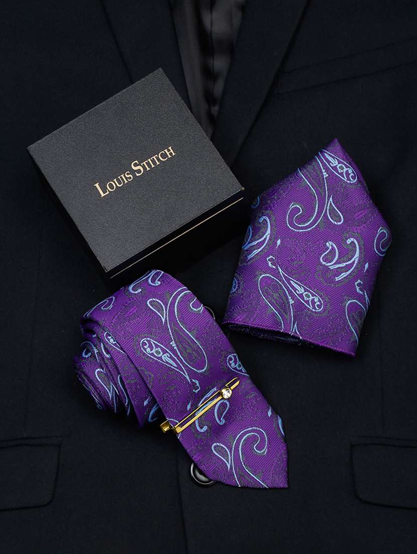 men silk cufflink & tie pin set