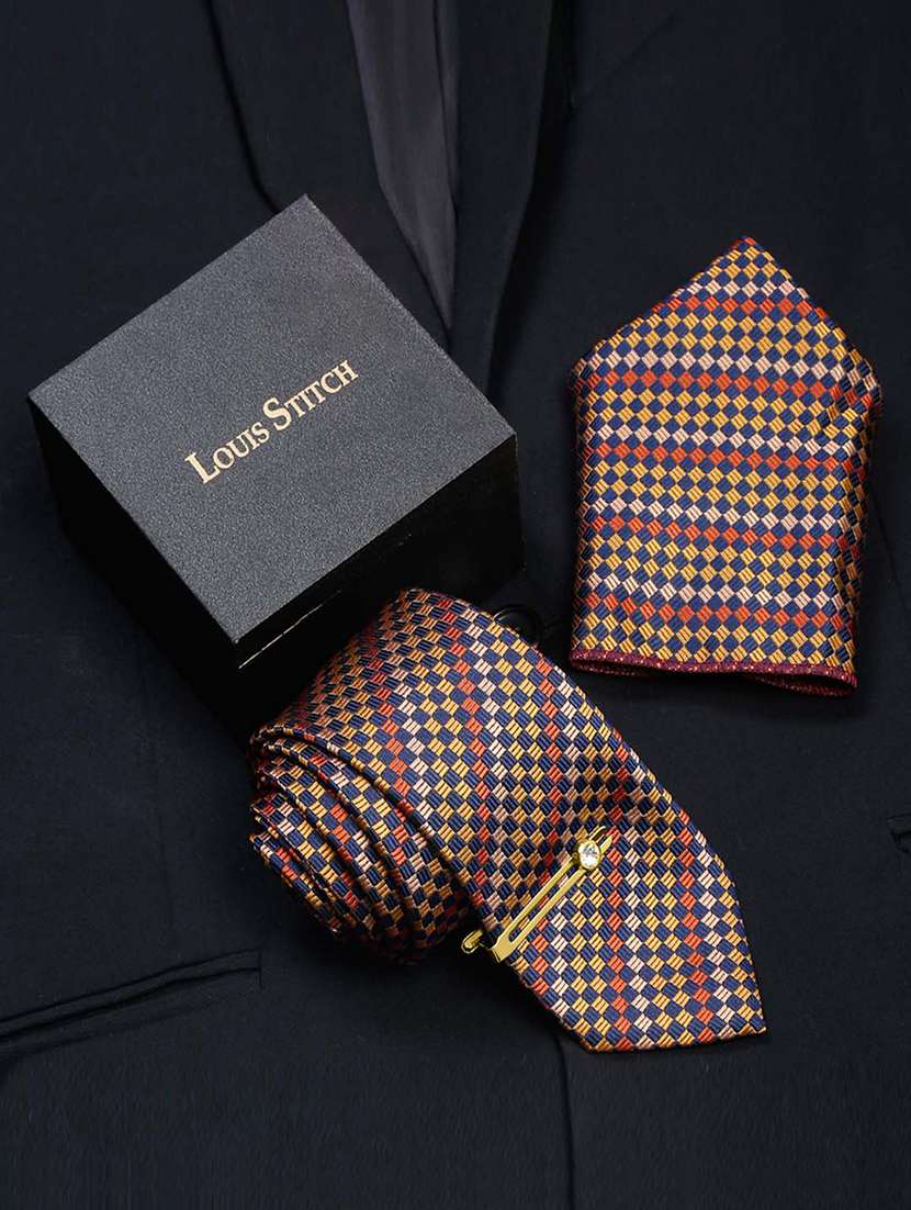 men silk cufflink & tie pin set