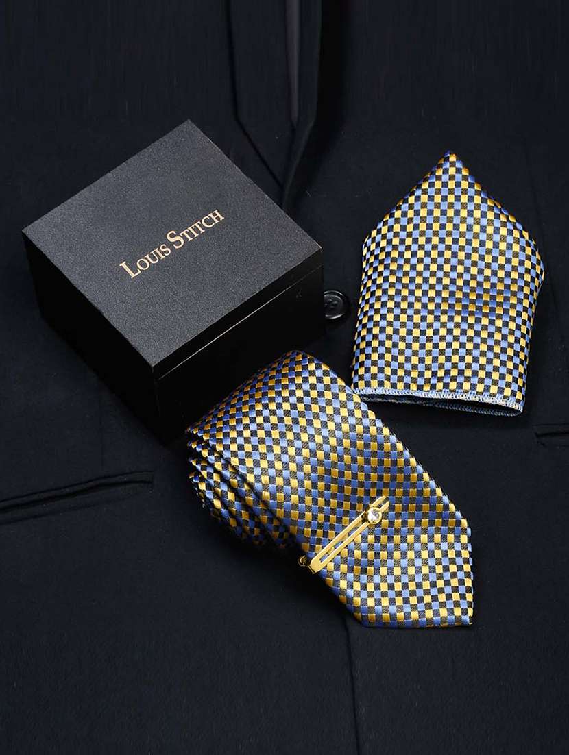 men silk cufflink & tie pin set