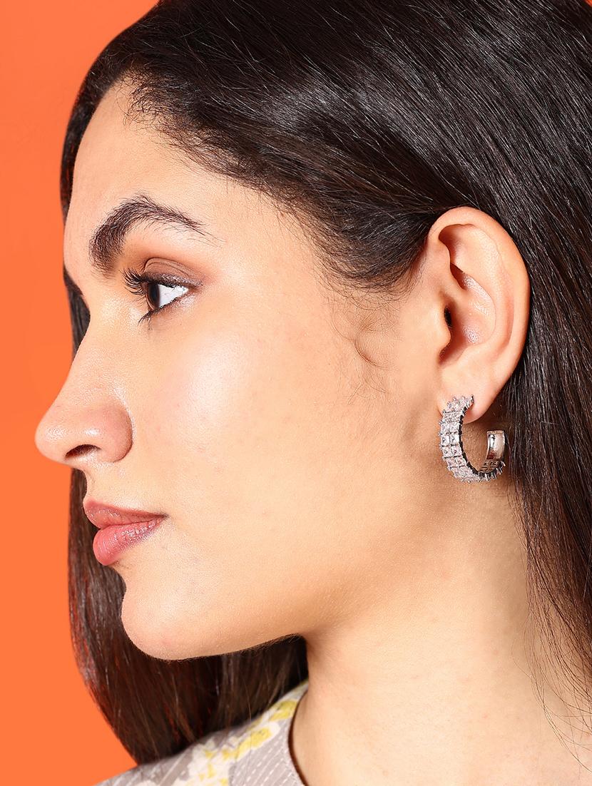 white alloy hoop earring - 21774048 - Standard Image - 1
