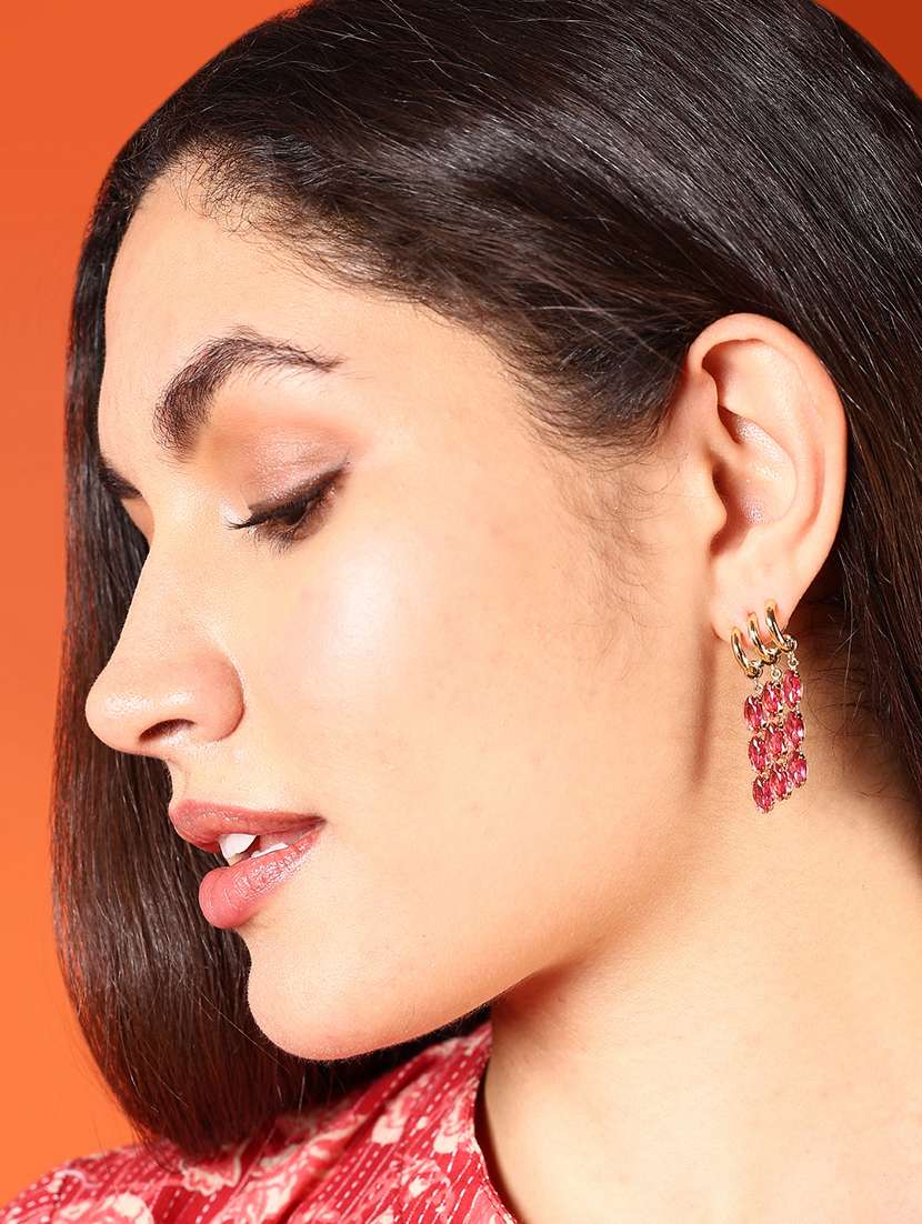 maroon alloy frop earring - 21774050 -  Standard Image - 1