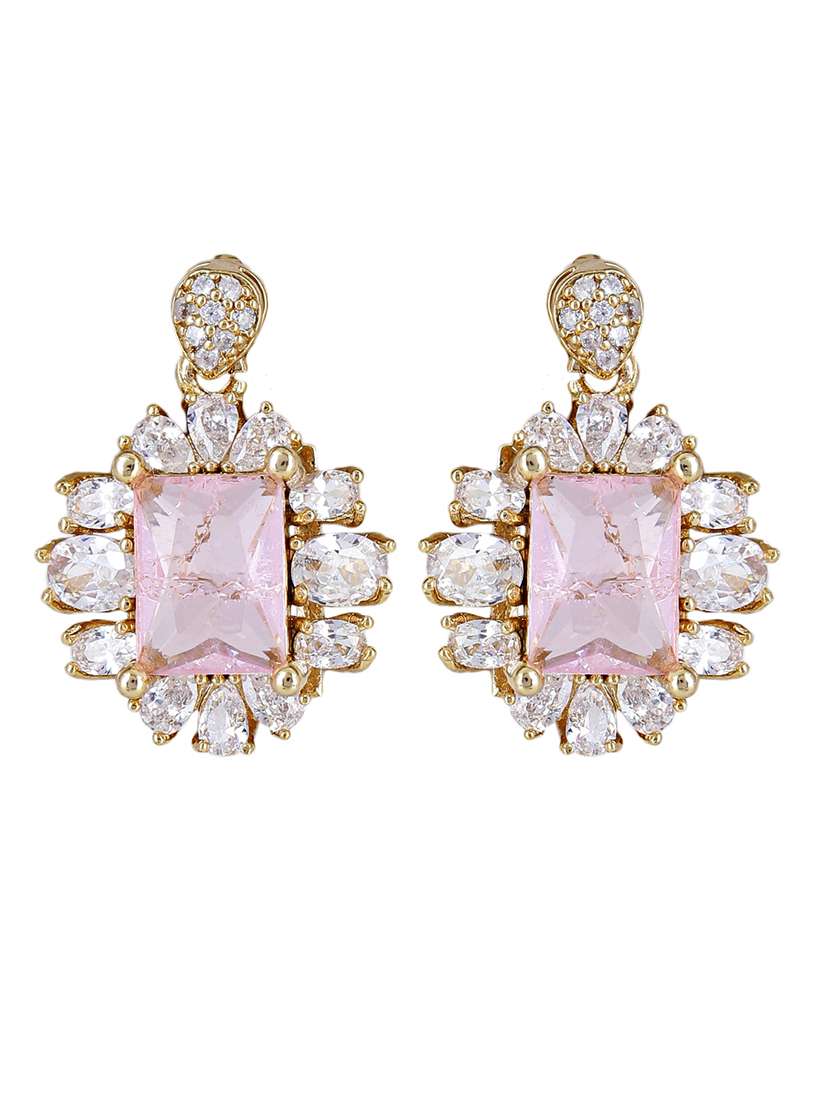 pink alloy studs earrings for party wear