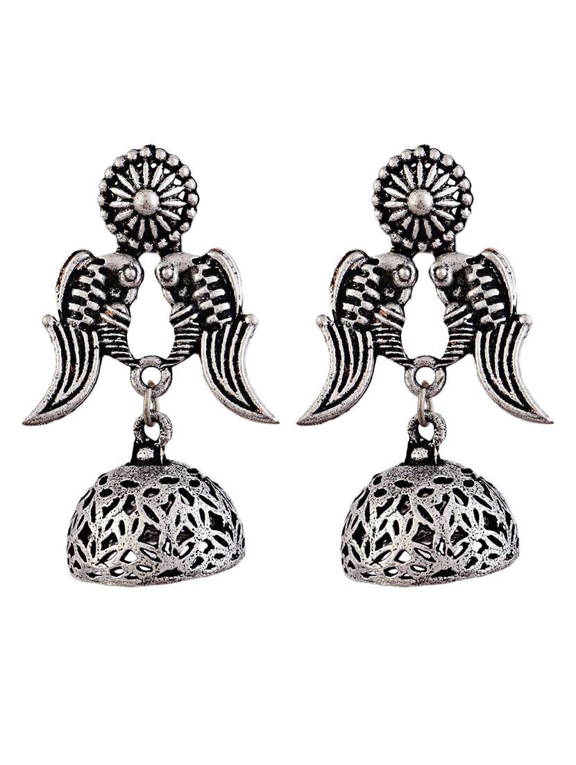 silver alloy jhumka earring set for party - 21774093 -  Standard Image - 1
