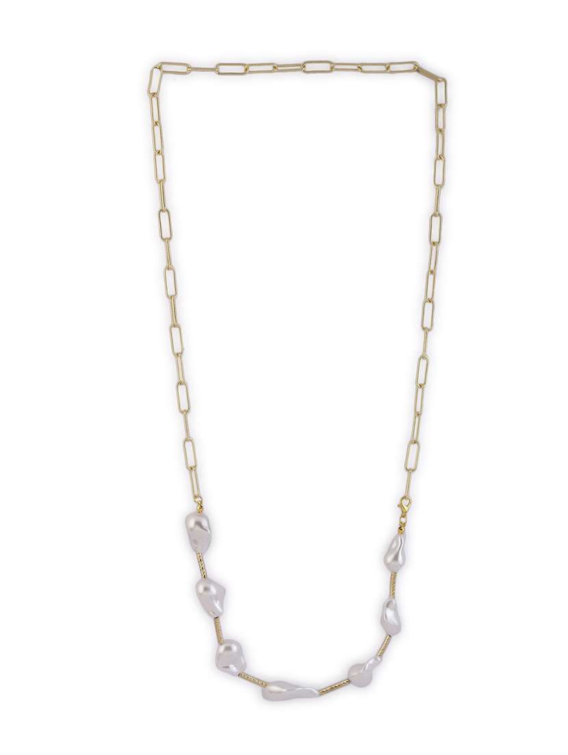 gold plated baroque pearl alloy necklace