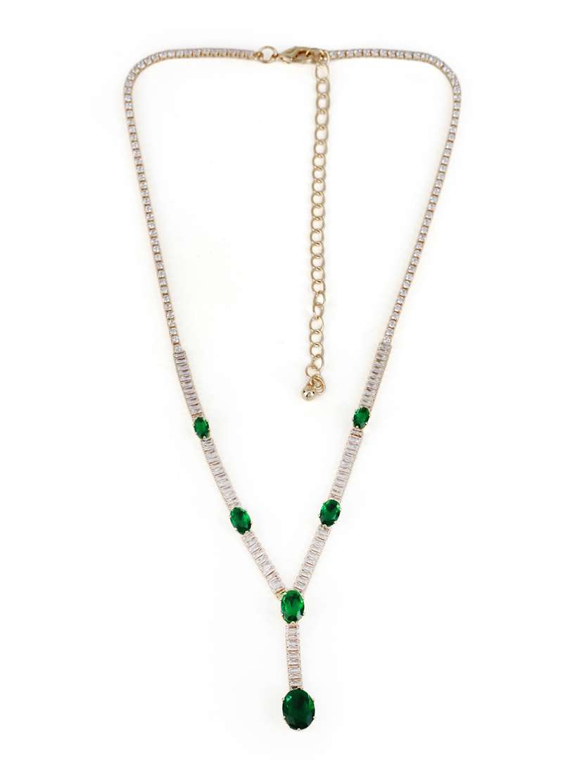 green necklace with earing set - 21774121 -  Zoom Image - 0