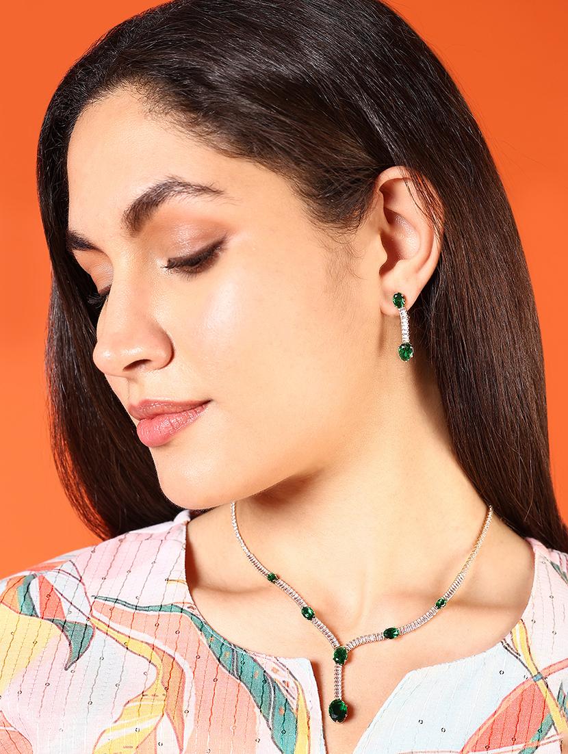 green necklace with earing set - 21774121 - Standard Image - 1