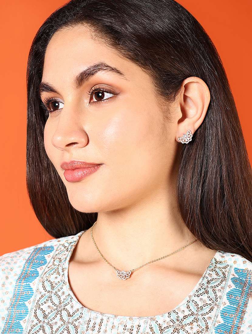 alloy gold plated necklace with earing set - 21774123 -  Standard Image - 1