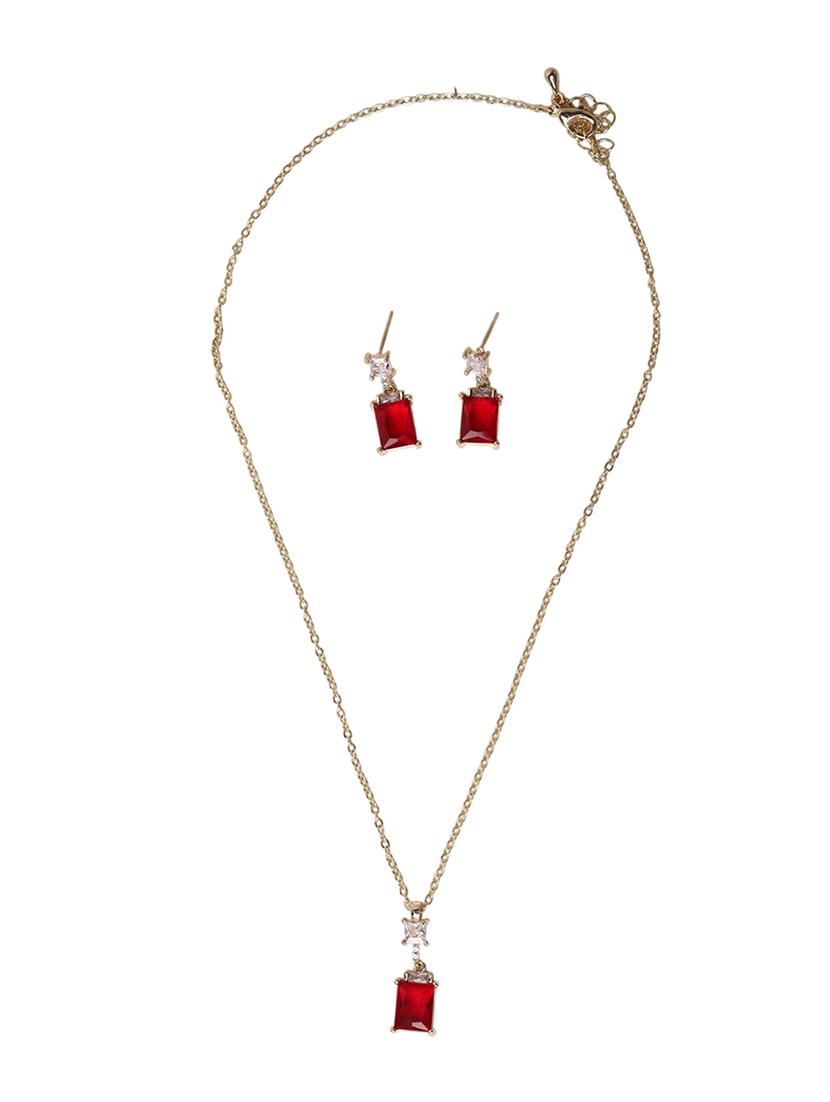 alloy red necklace earring jewellery set - 21774125 - Standard Image - 1