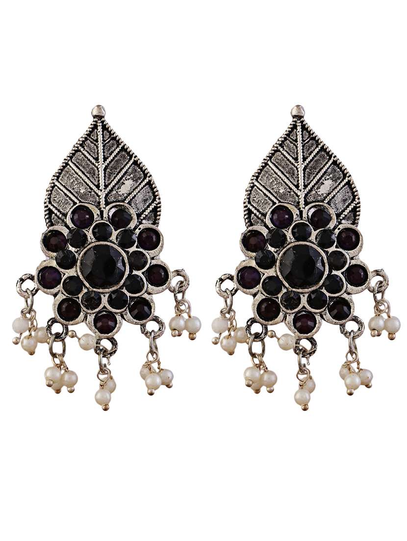 alloy stone studs with pearls earrings - 21775323 -  Standard Image - 1