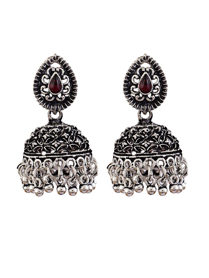 jhumka maroon alloy jhumka earring - 21775360 - Standard Image - 1
