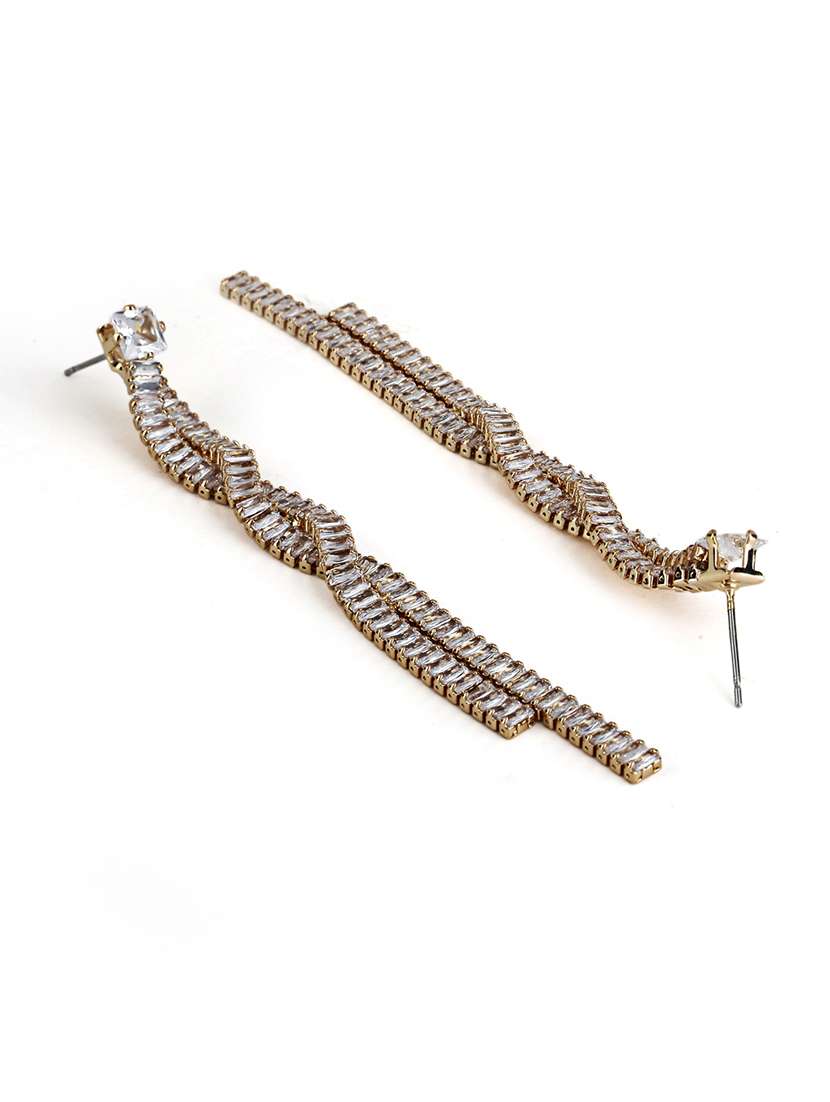 gold alloy linear drop earrings - 21775467 -  Standard Image - 1