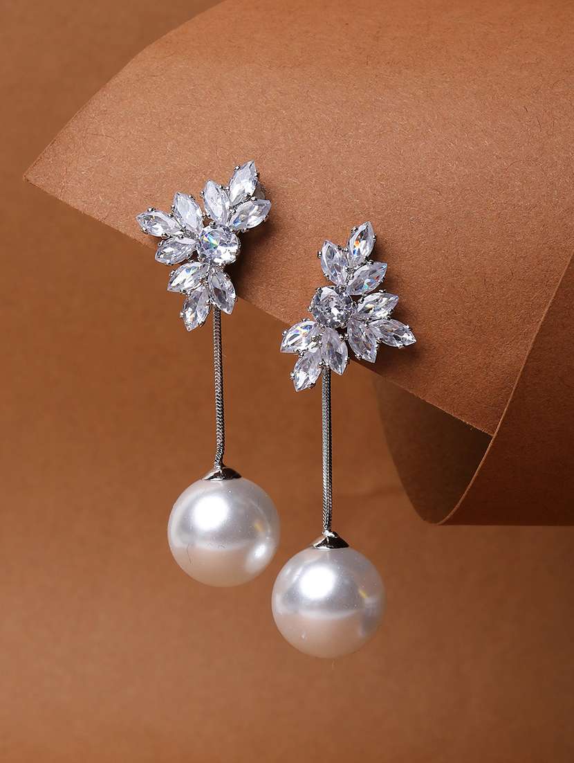 alloy earrings with pearl drop for women