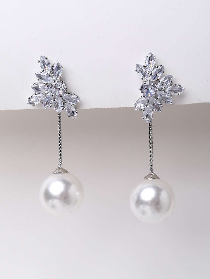 alloy earrings with pearl drop for women - 21775471 -  Standard Image - 1
