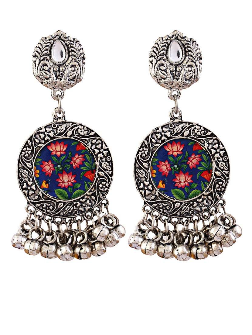 earring floral pattern alloy silver chandellier - 21775482 -  Standard Image - 1