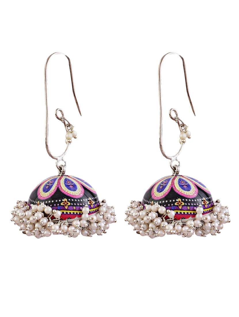 maroon alloy jhumka earring - 21775484 -  Standard Image - 1