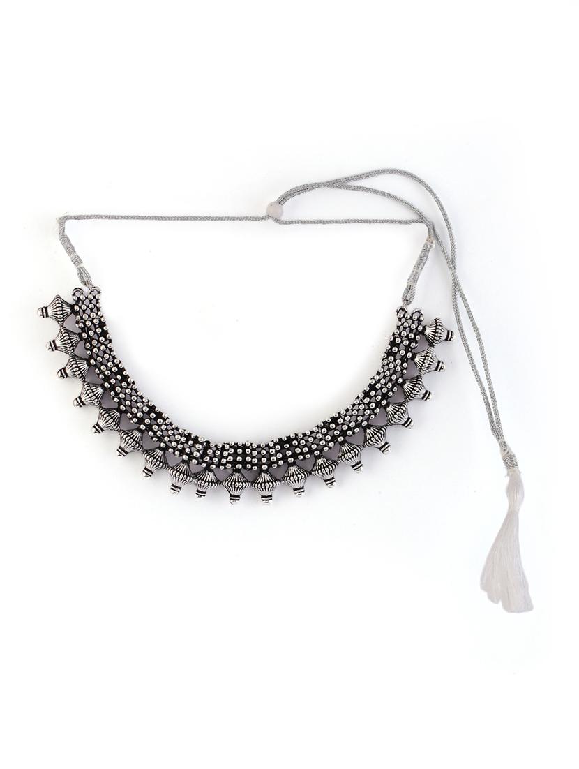 alloy silver necklace earring jewellery set - 21775511 - Standard Image - 4