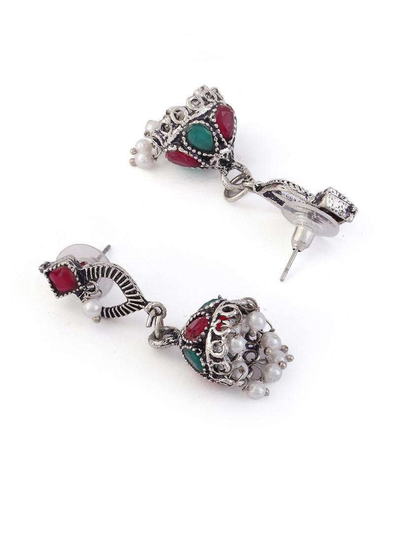 alloy silver necklace earring jewellery set - 21775514 - Standard Image - 4