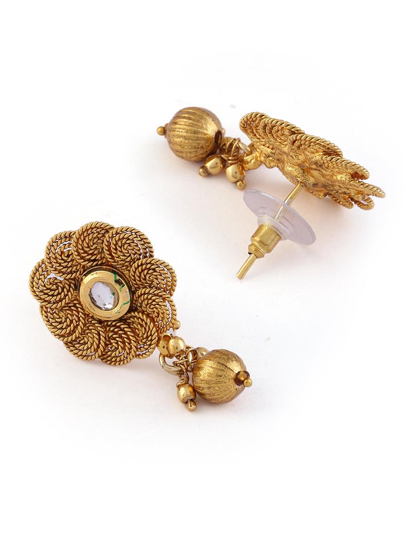women gold necklace with earrings set - 21775529 - Standard Image - 4