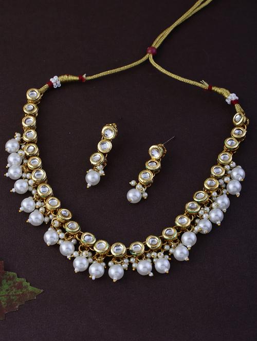 alloy gold necklace earring jewellery set - 21775530 -  Standard Image - 0