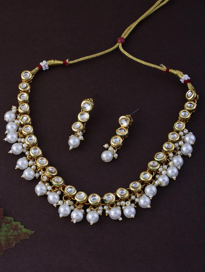 alloy gold necklace earring jewellery set - 21775530 -  Zoom Image - 0